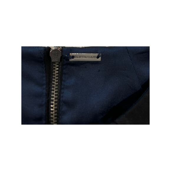Elie Tahari Navy Blue Shift Dress w/ Exposed Zipper - Picture 5 of 6